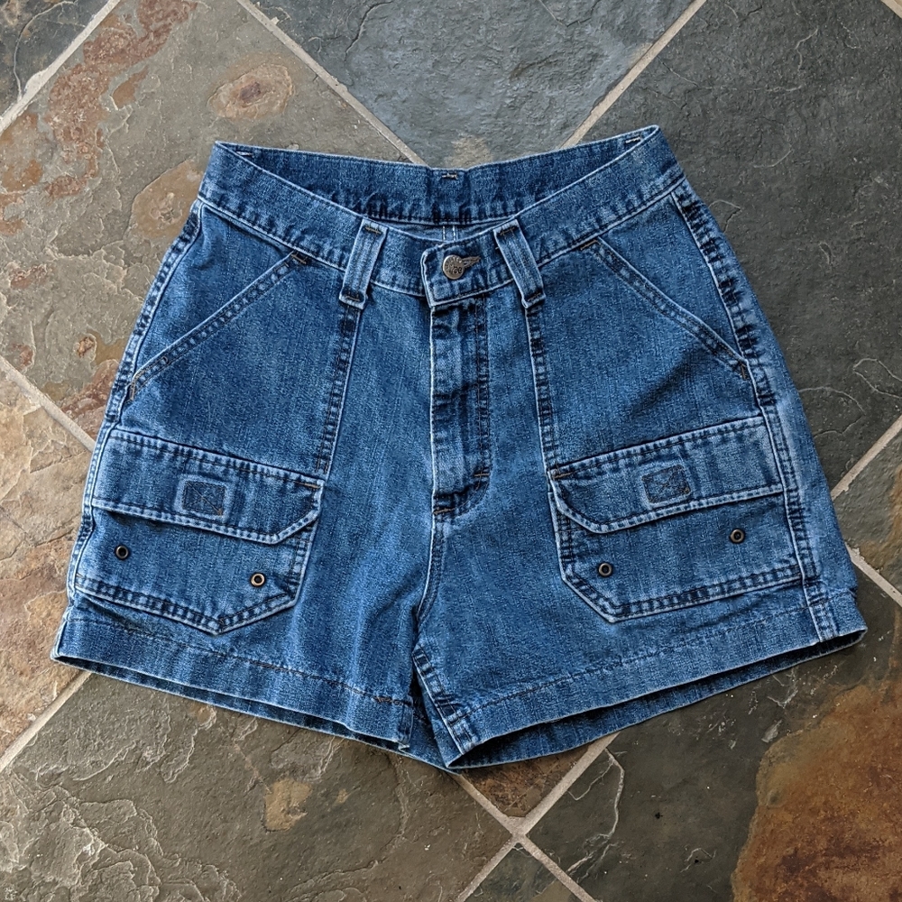 vintage lee riveted high rise mom jean shorts